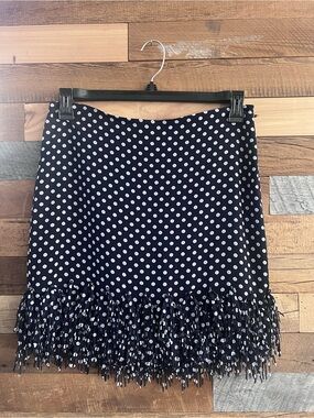 Polka Dot Fringe Hem Anna Taylor Skirt - Navy/White size S